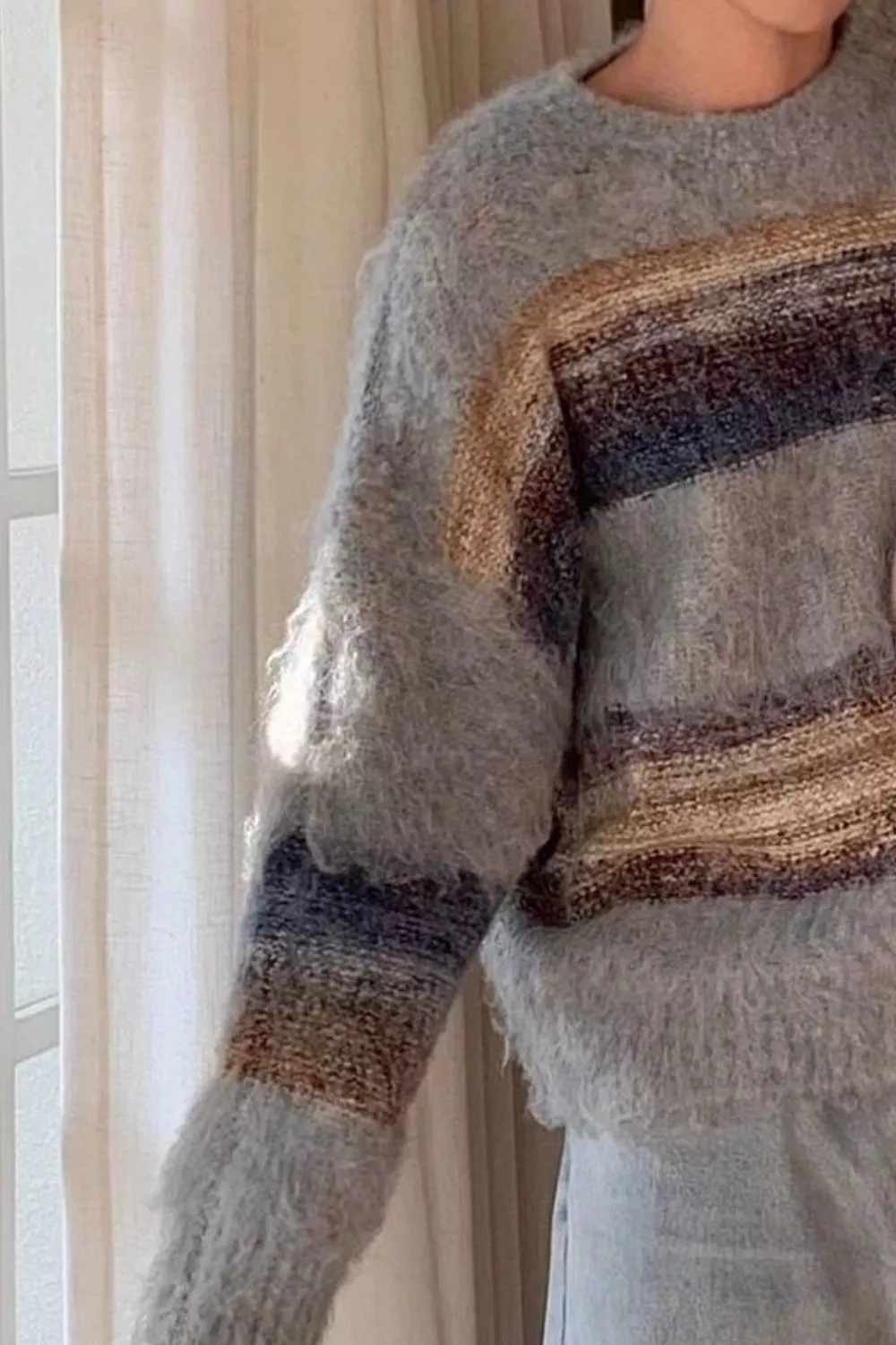 Men's Striped Round Neck Sweater, image 3