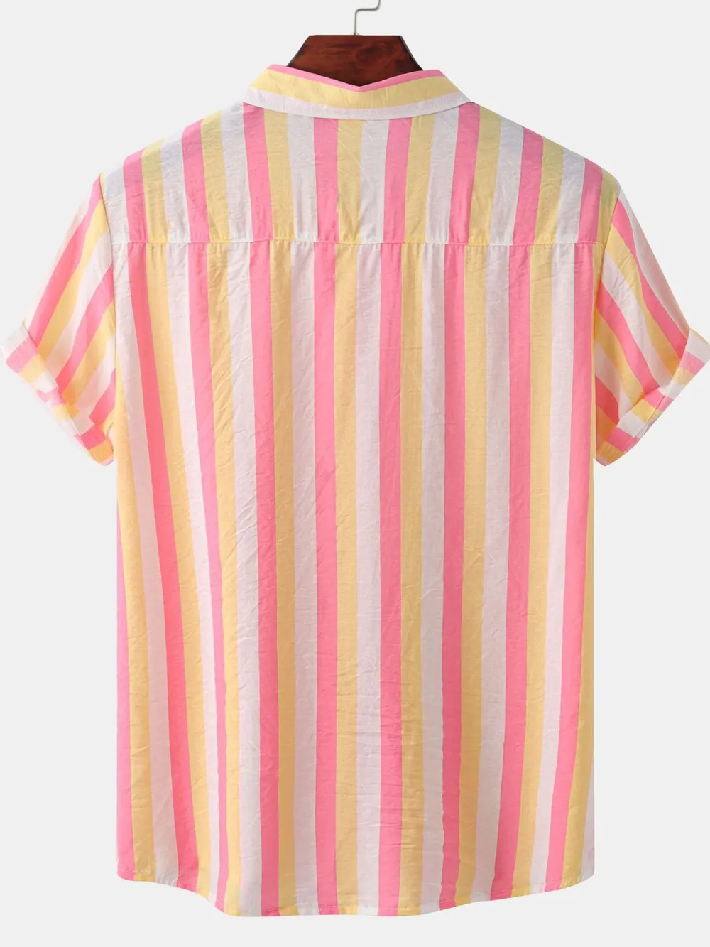Men's Plus Size Striped Short Sleeve Button-Up Shirt, image 3