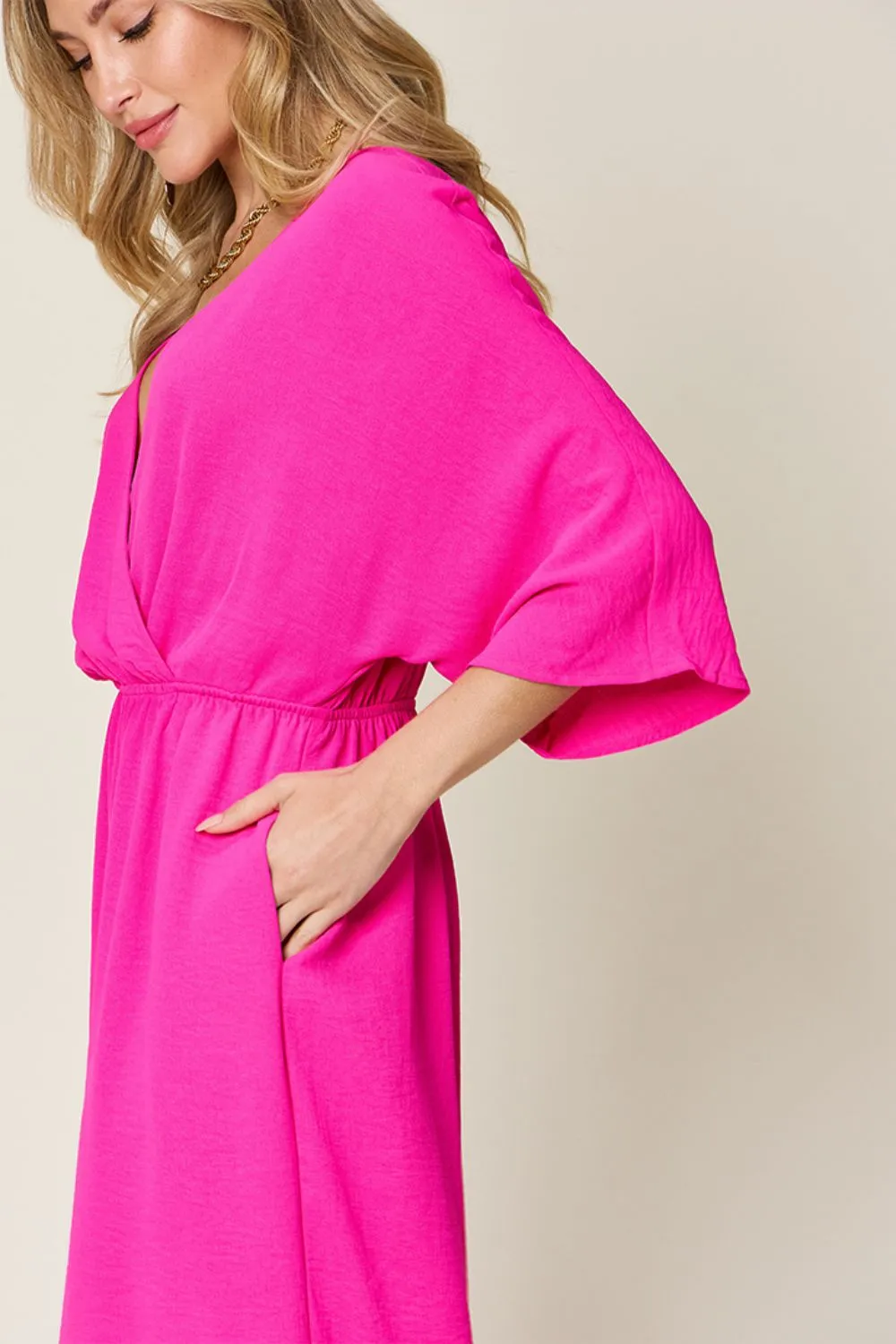 Full Size Surplice Wide Leg Jumpsuit with Pockets, image 19