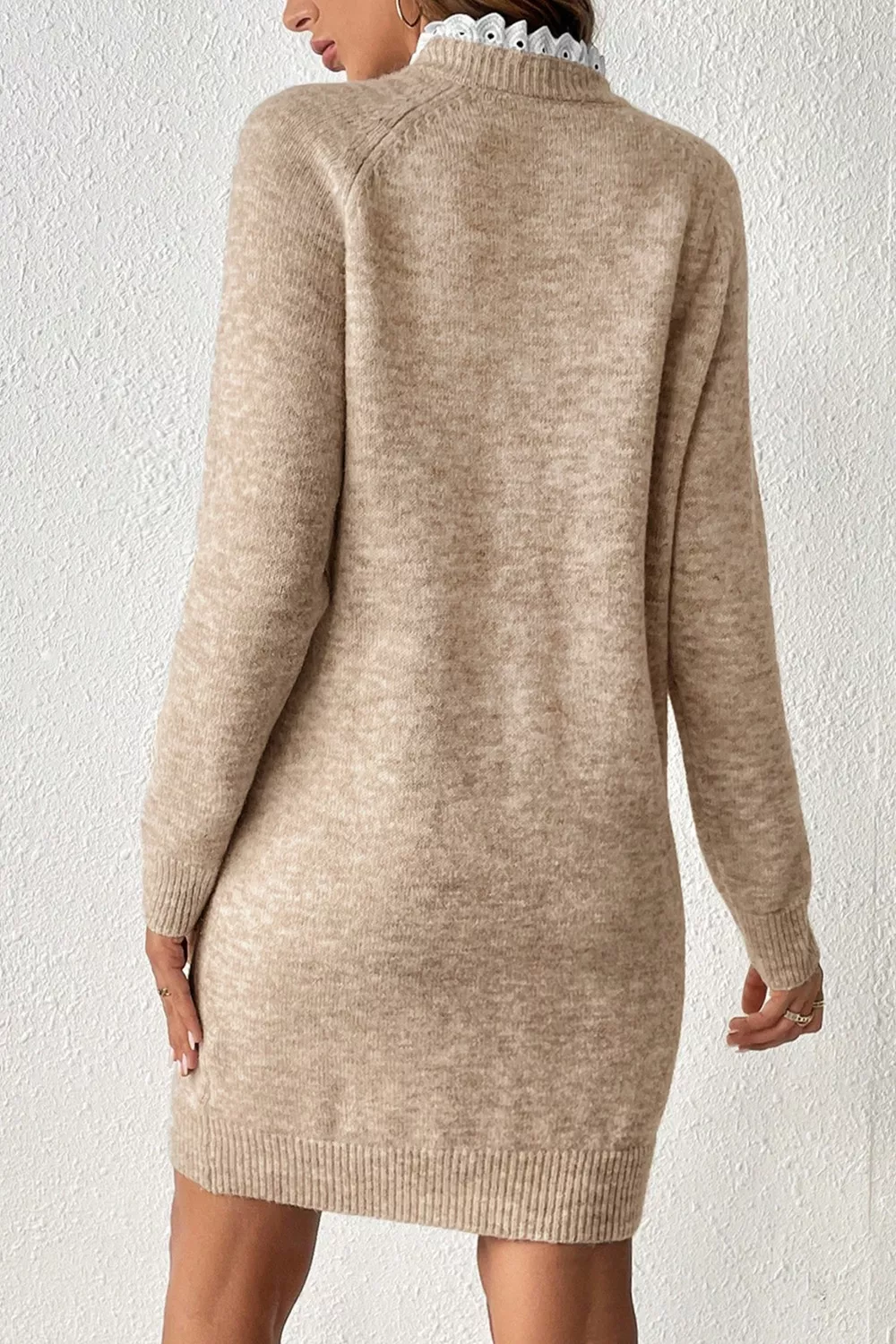 Ribbed Hem Raglan Sleeve Sweater Dress, image 4