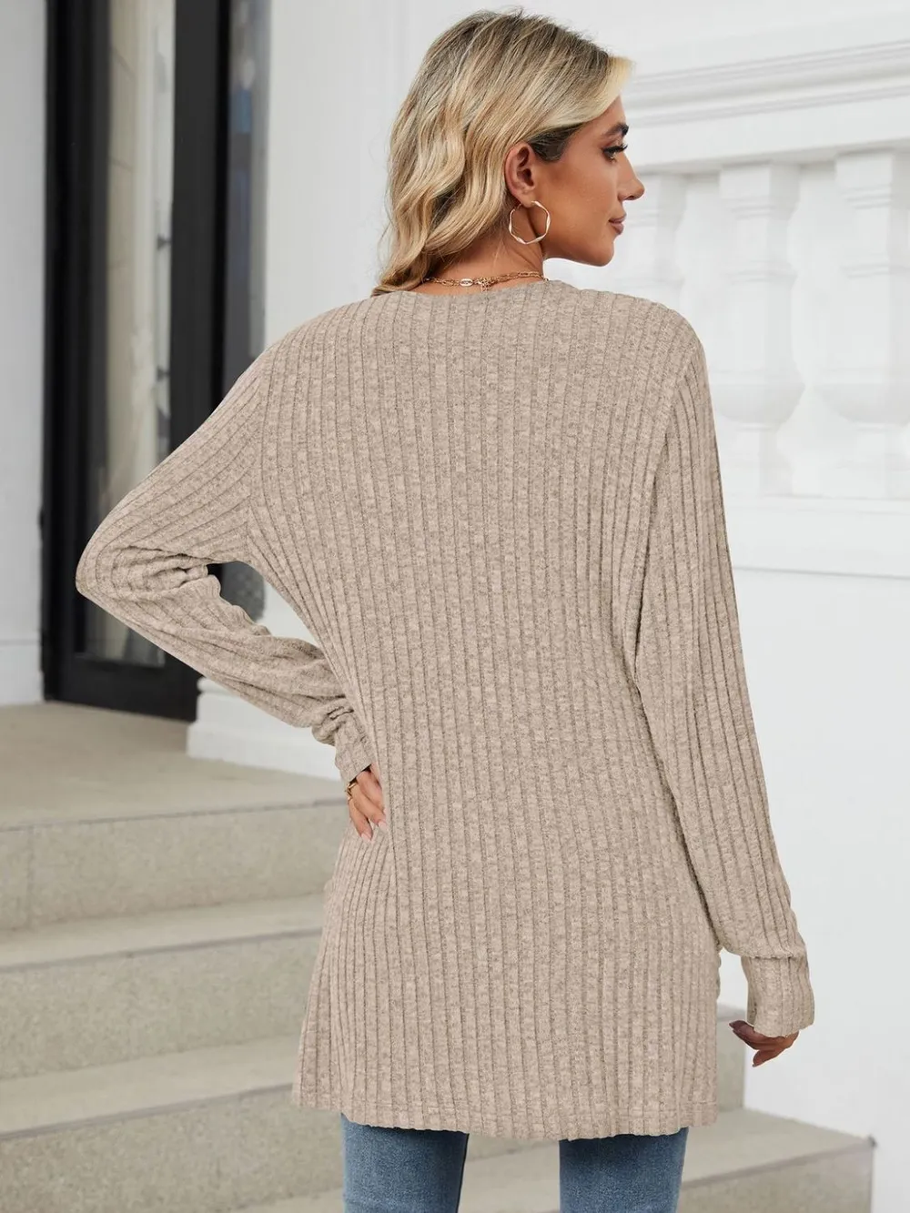 Pocketed Open Front Long Sleeve Cardigan, image 16