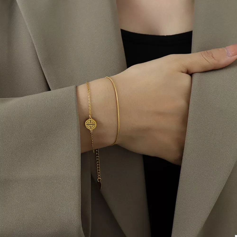 18K Gold-Plated Double Layered Bracelet, image 3
