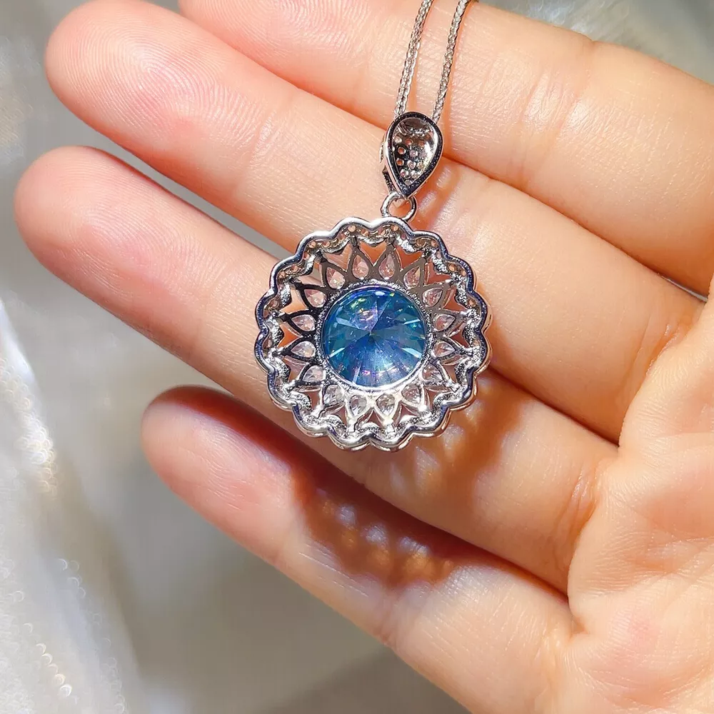 5 Carat 925 Sterling Silver Moissanite Pendant Necklace, image 5