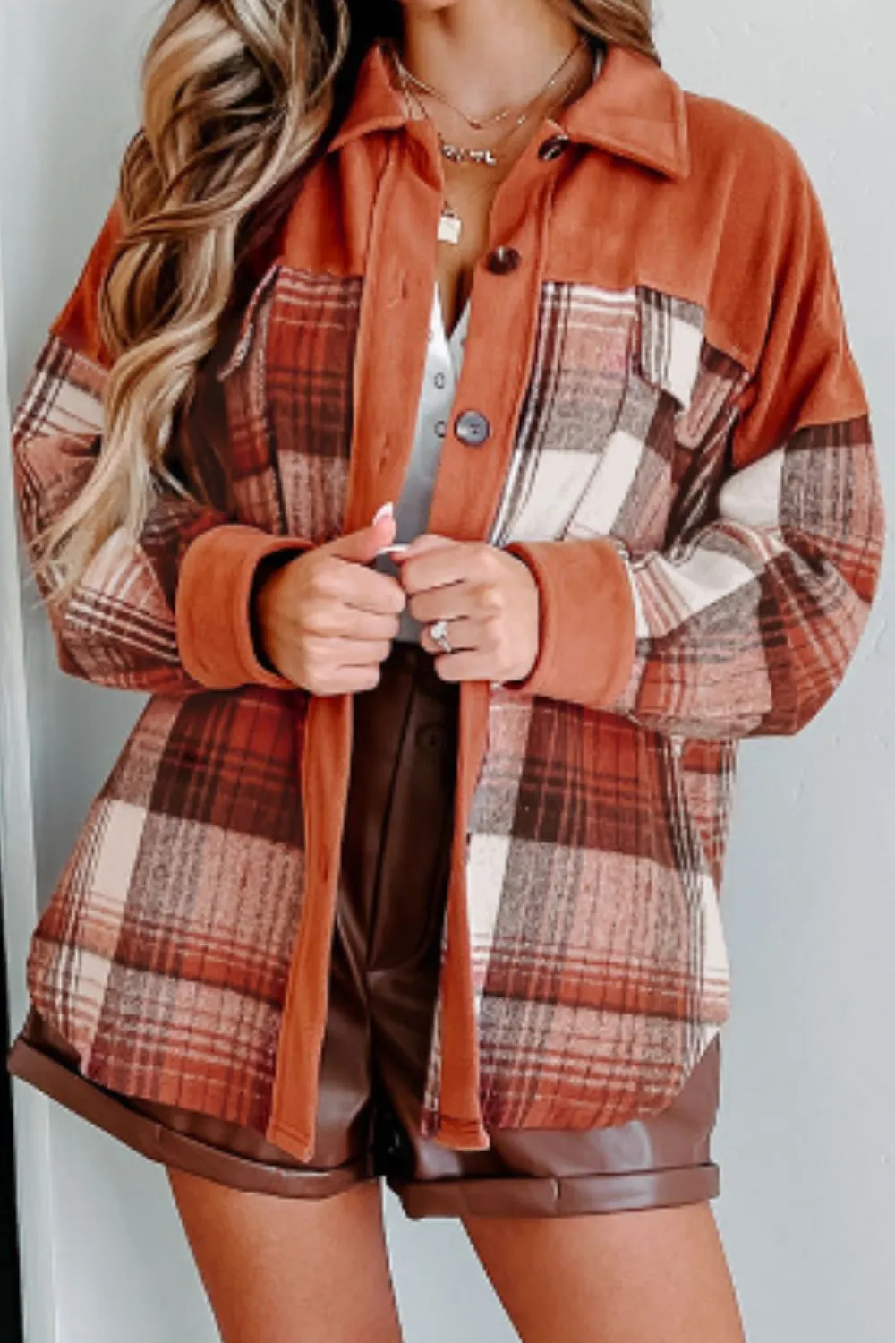 Plaid Button Up Long Sleeve Jacket, image 11