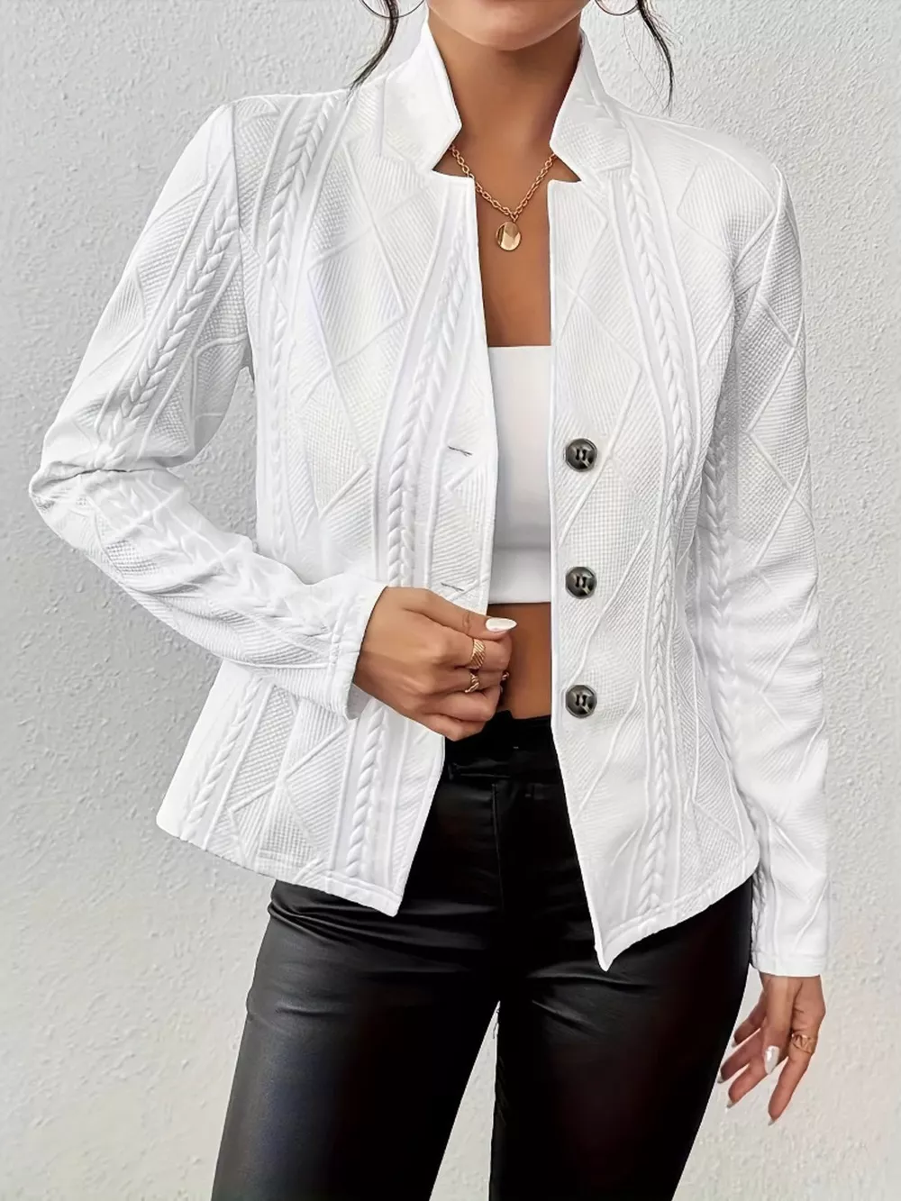Textured Knit Button-Front Blazer, image 14