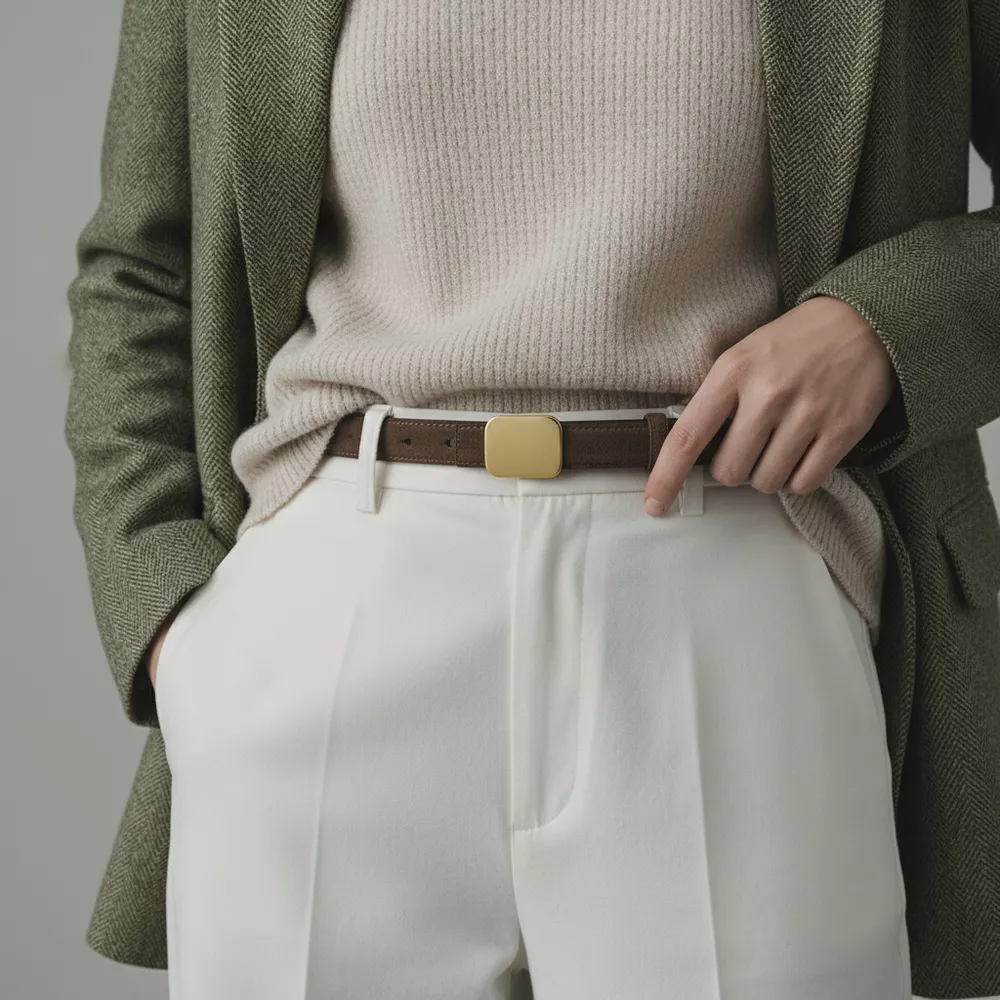 Square Buckle Leather Belt