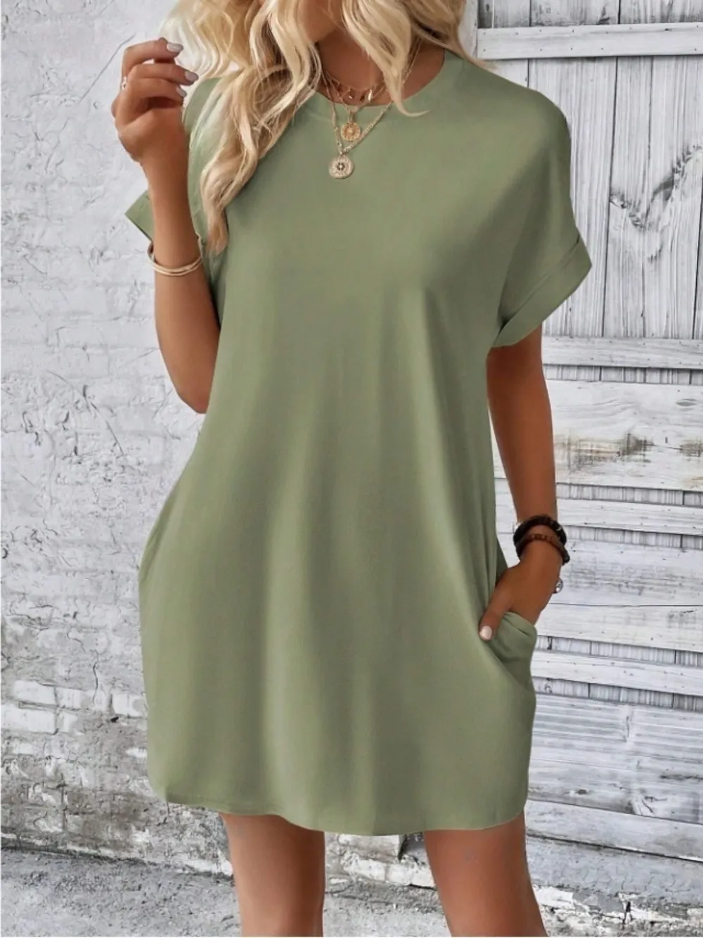 Short Sleeve Mini Tee Dress with Pockets, image 14