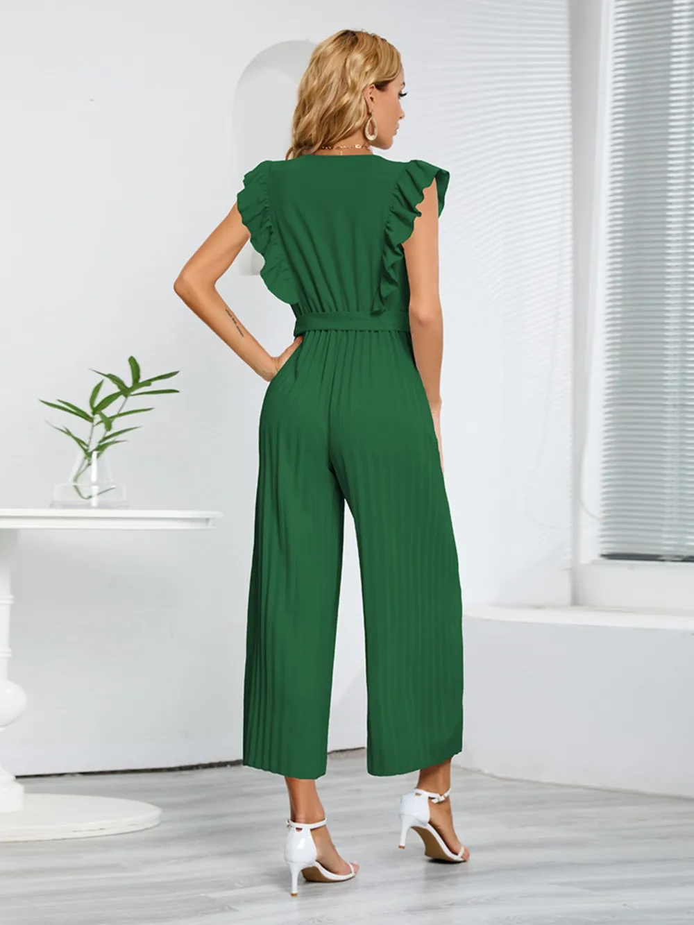 Ruffled Surplice Cap Sleeve Jumpsuit, image 25