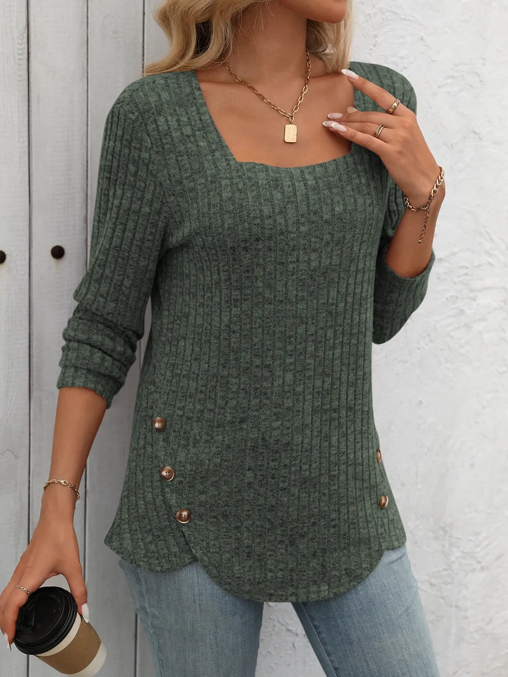 Square Neck Long Sleeve T-Shirt, image 10