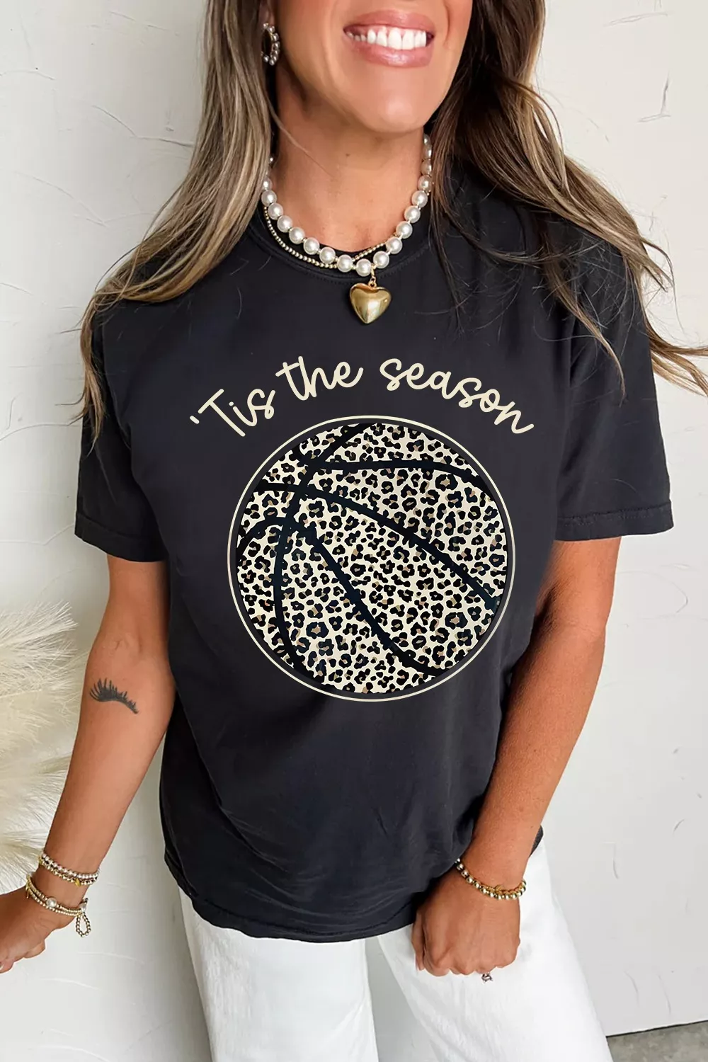 Leopard Basketball Graphic Crew Neck Tee, image 4