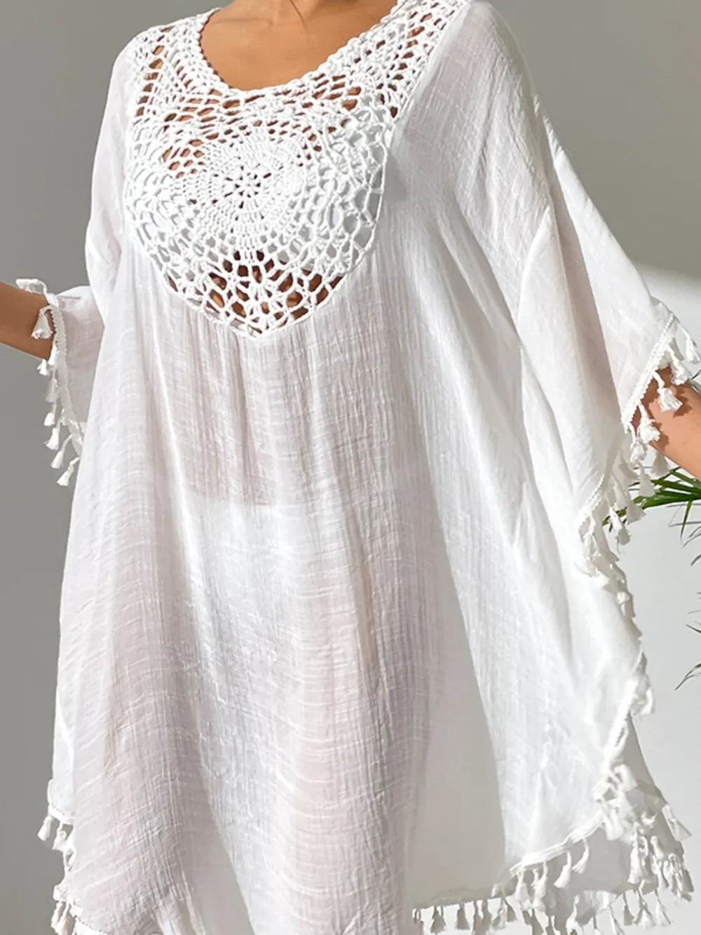 Tassel Cutout Scoop Neck Cover-Up Dress, image 7