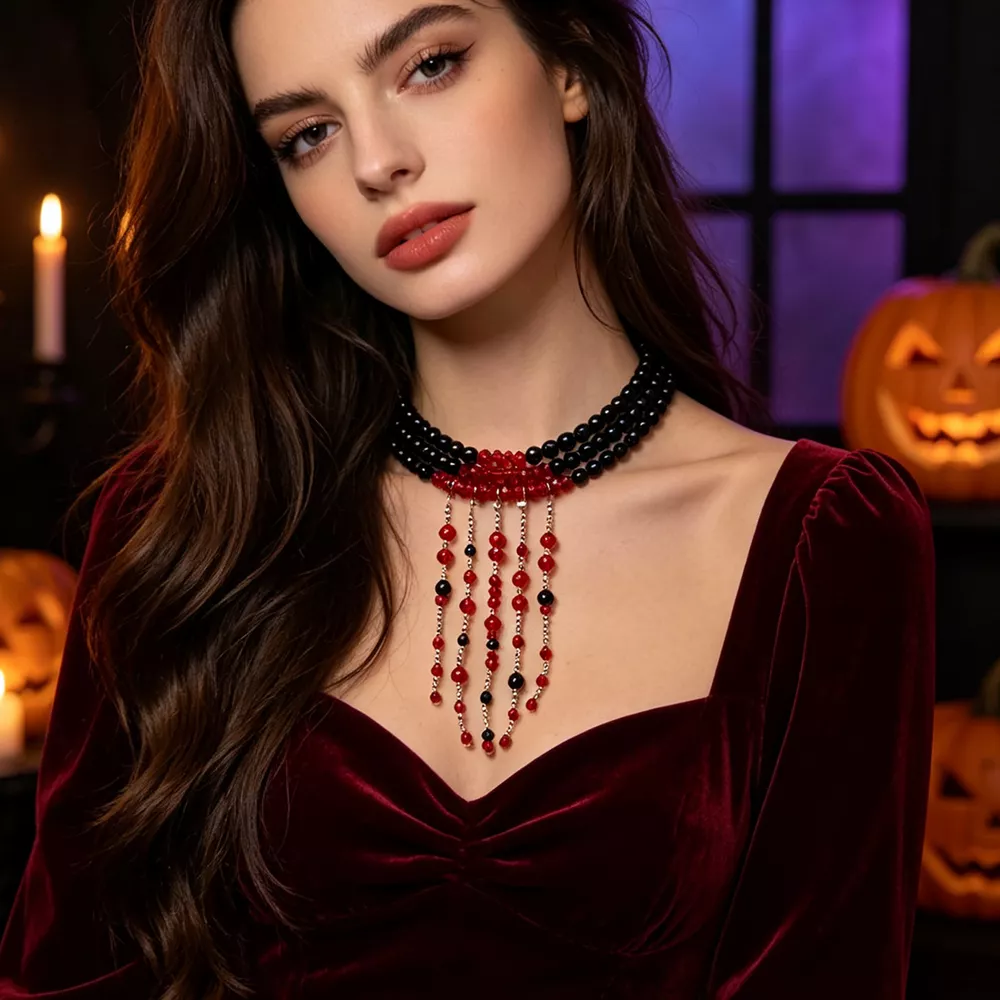 Gothic Multi-Layered Beaded Necklace, image 11