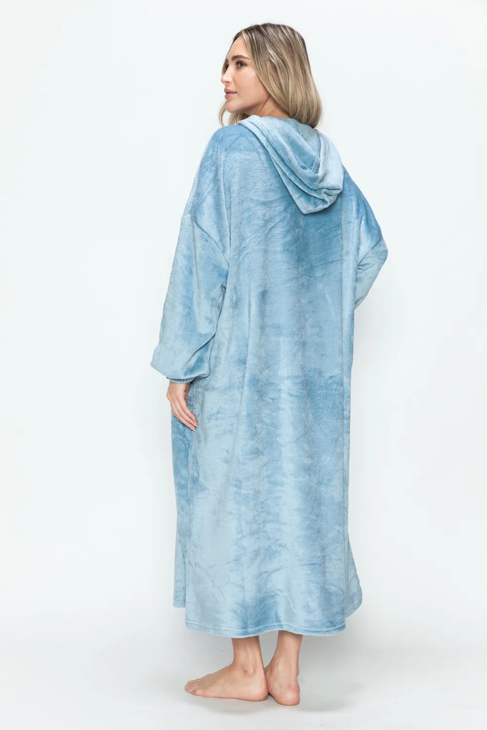 Full Size Pocketed Hooded Midi Lounge Dress, image 16
