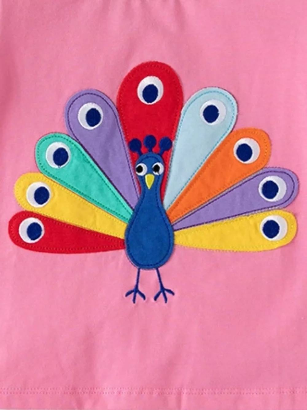 Children's Peacock Embroidered Short Sleeve Tee and Shorts Set, image 4