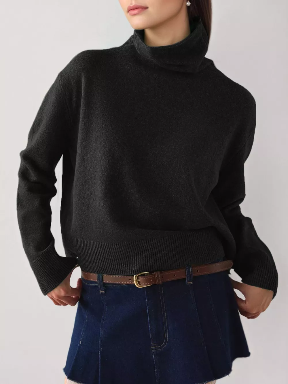 Turtleneck Dropped Shoulder Sweater, image 5