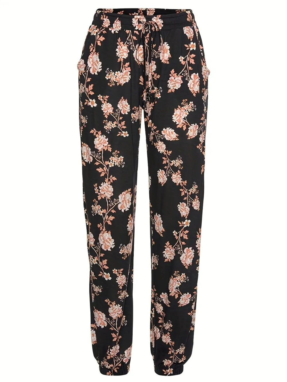 Drawstring Flower Pants with Pockets, image 3