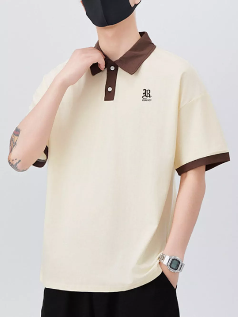 Men's Plus Size Button Detail Short Sleeve Polo, image 2