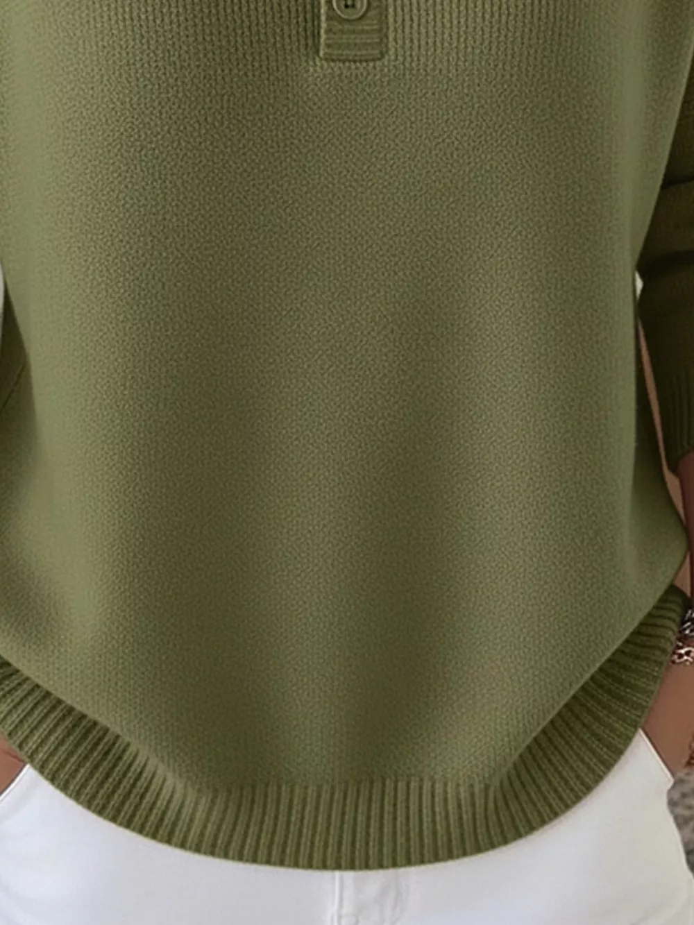 Full Size Half Button Long Sleeve Knit Top Plus Size, image 11
