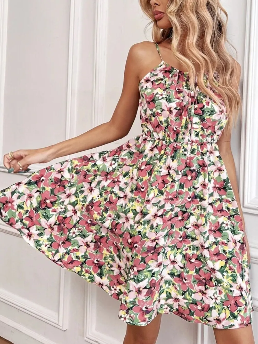 Floral Print Spaghetti Strap Summer Mini Dress, image 15