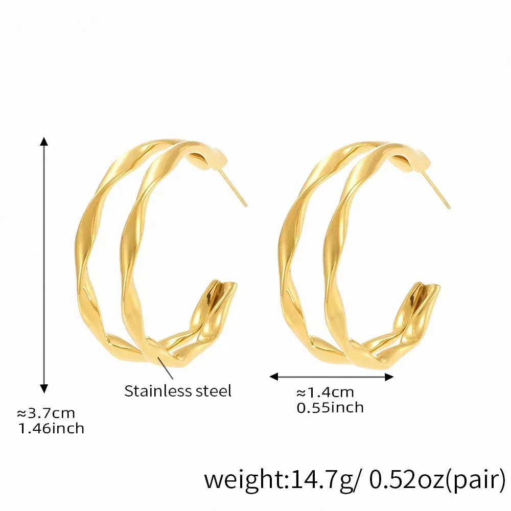 18K Gold-Plated Chunky Twisted Hoop Earrings, image 6