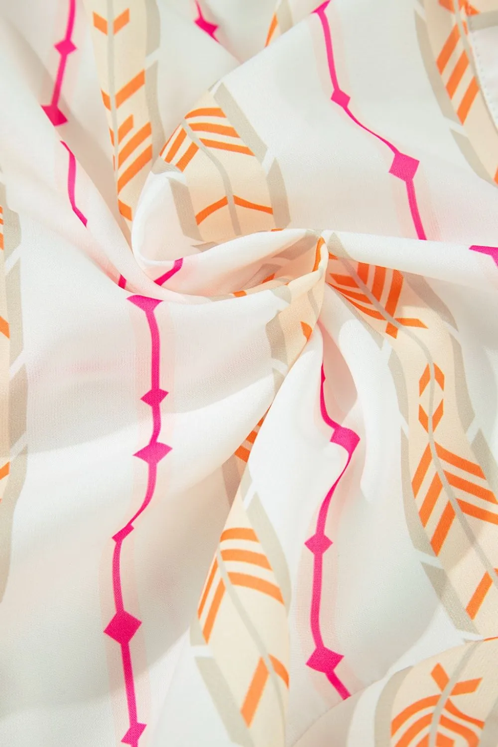 Printed Ruffled Notched Loose Dress, image 11