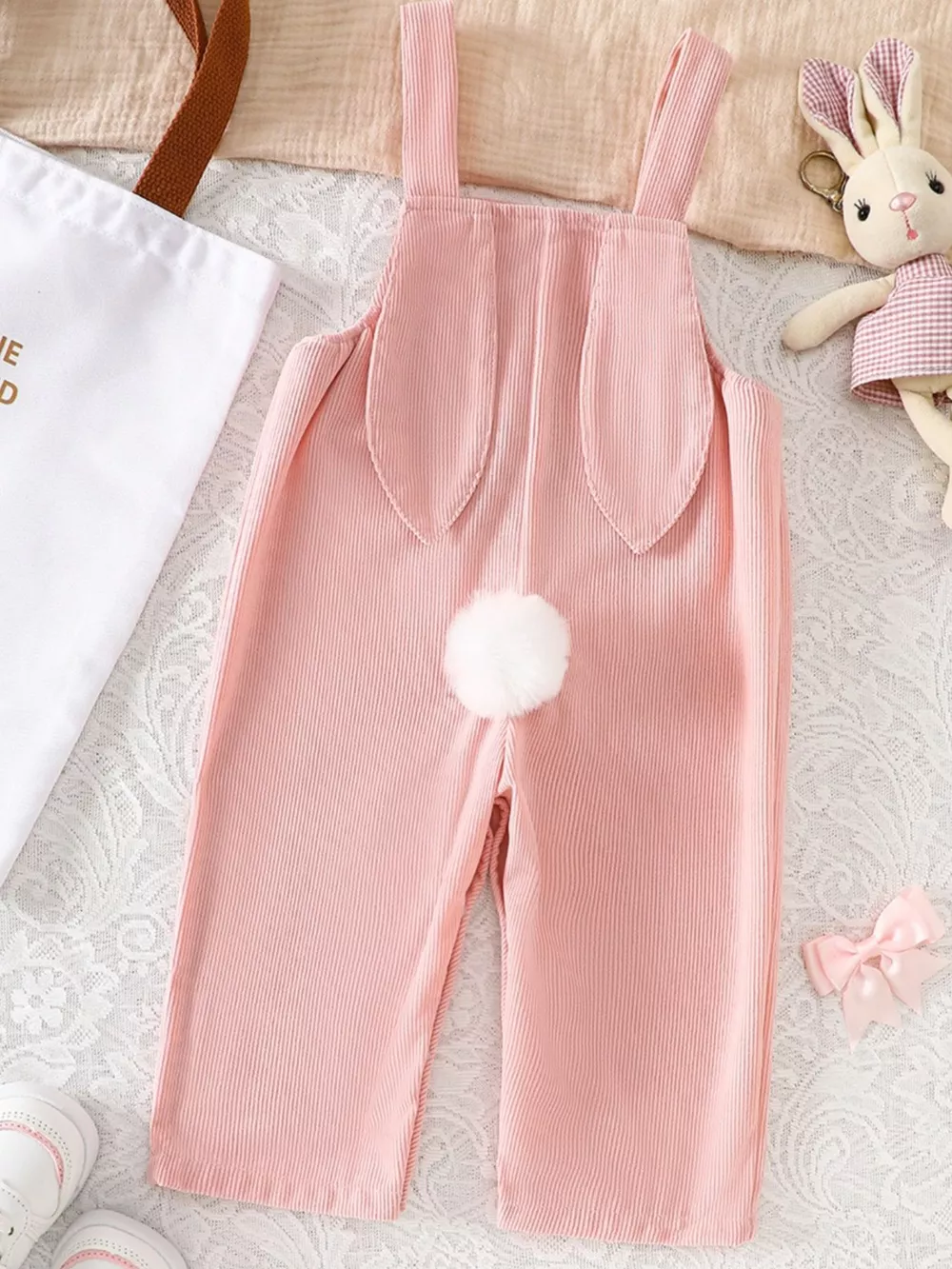 Children's Easter Bunny Embroidered Corduroy Overalls, image 7