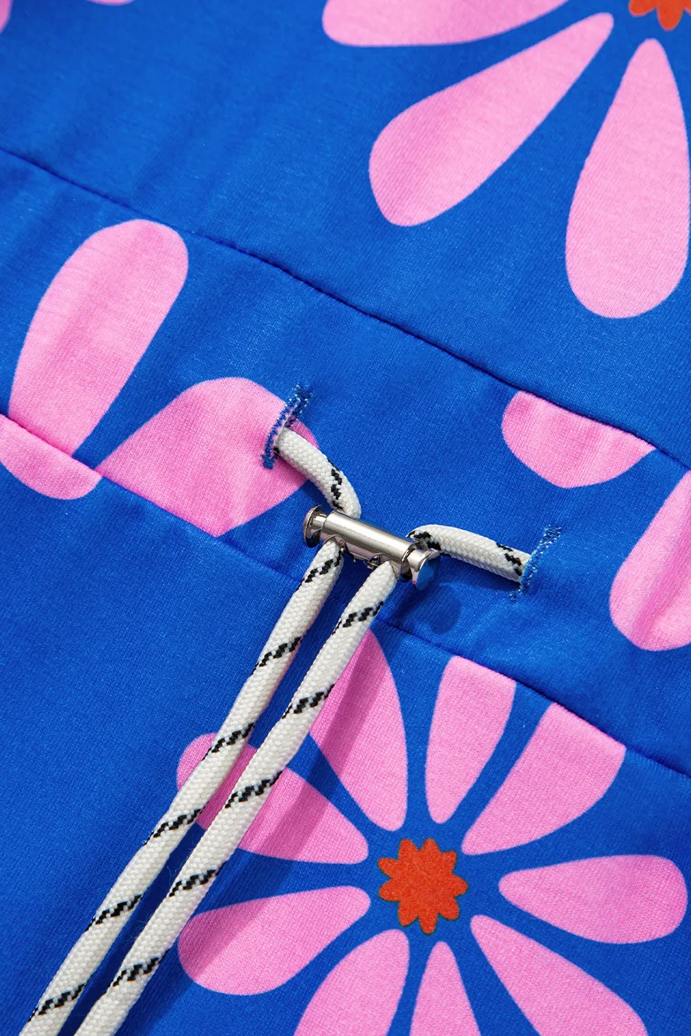 Floral Print Zip Collar Drawstring Summer Mini Dress, image 9