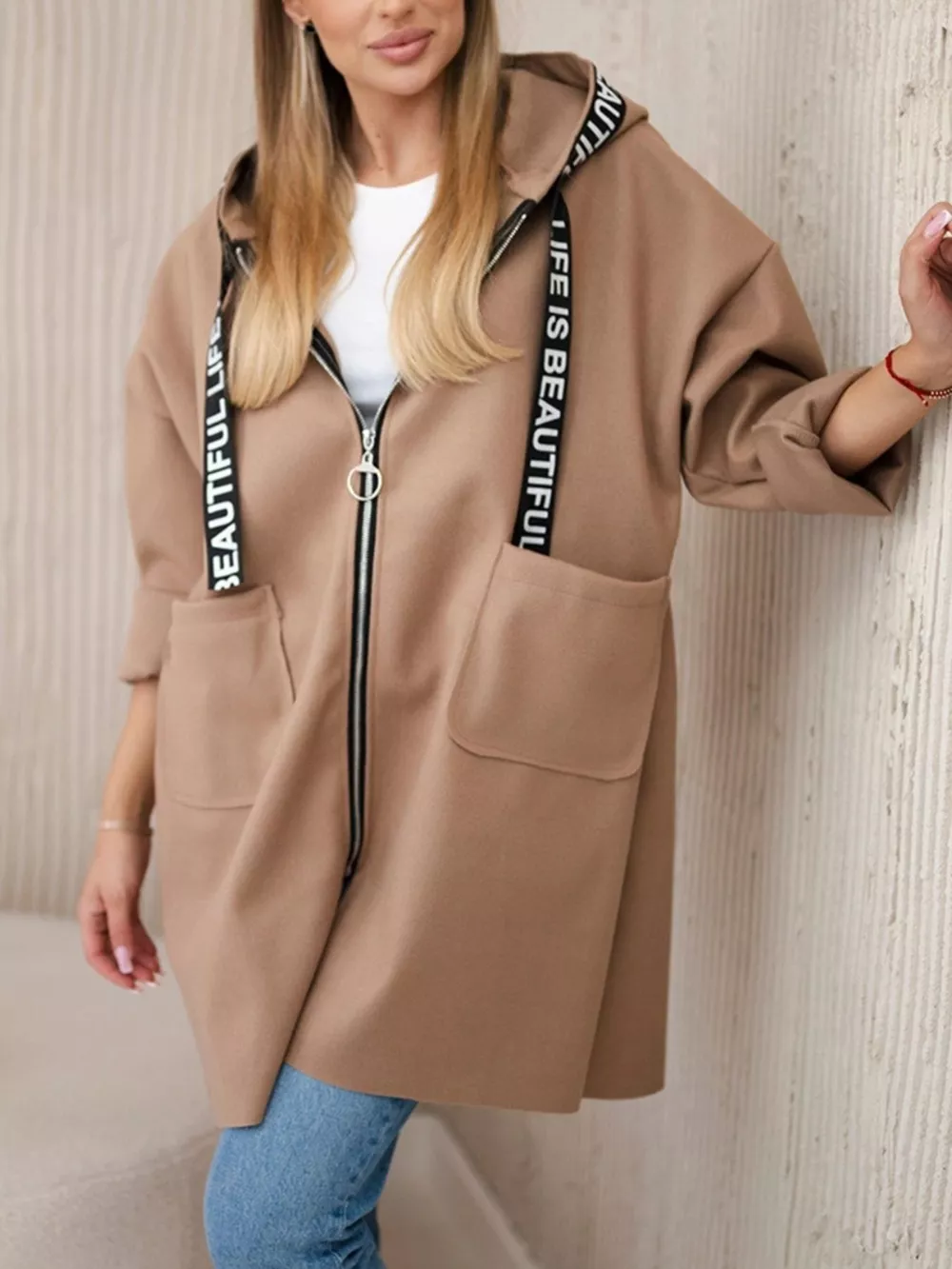 Full Size Hooded Zip-Up Longline Outerwear Plus Size, image 11
