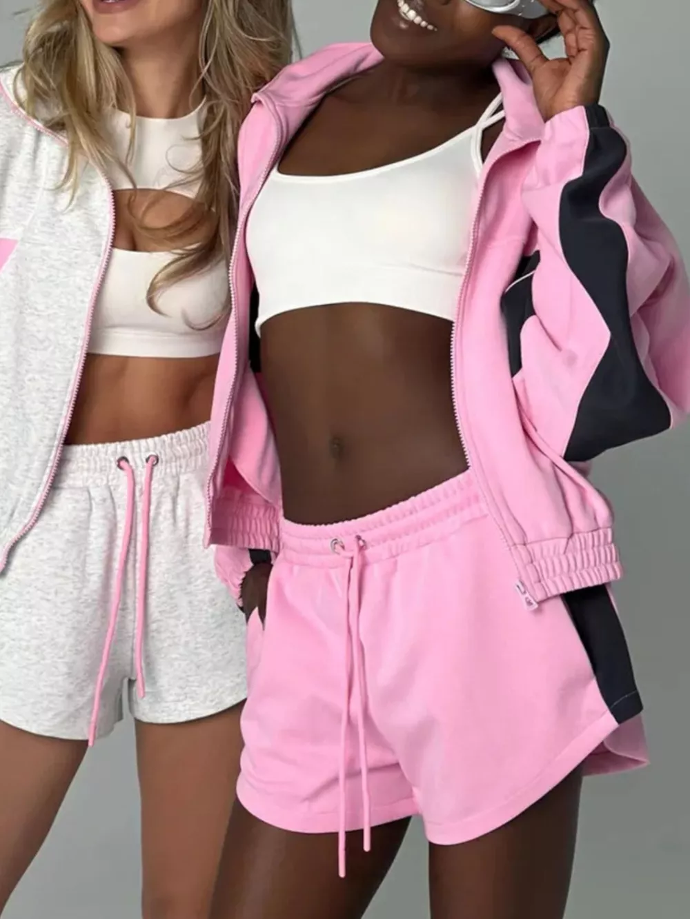 Zip Up Long Sleeve Outerwear and Shorts Set, image 14