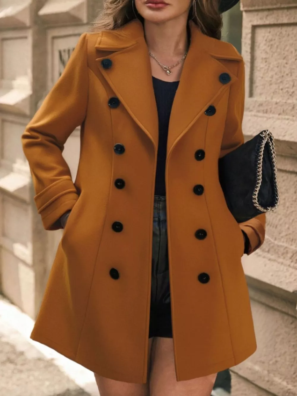 Double-Breasted Wool Blend Overcoat, image 10