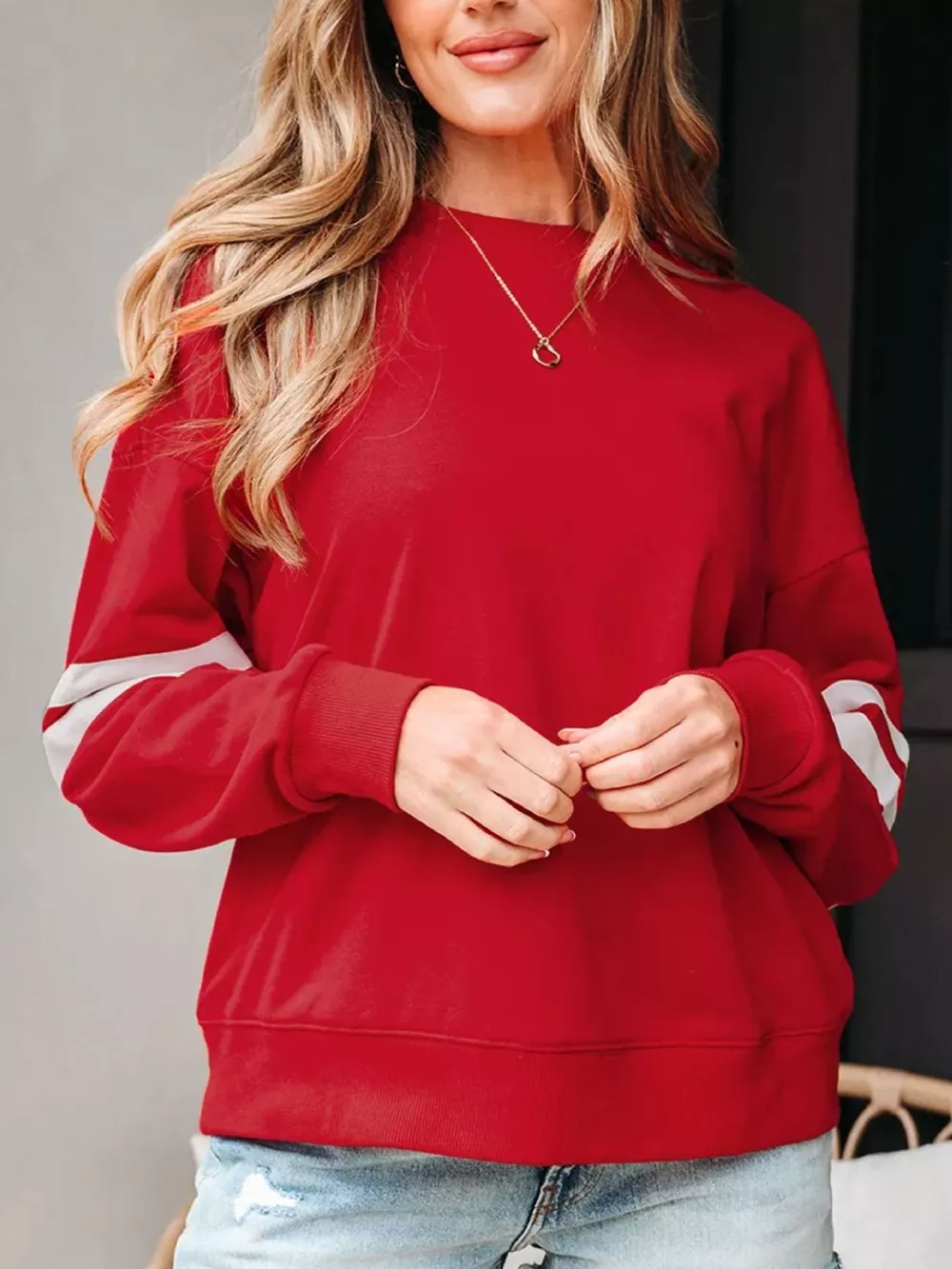 Striped Dropped Shoulder Sweatshirt, image 2