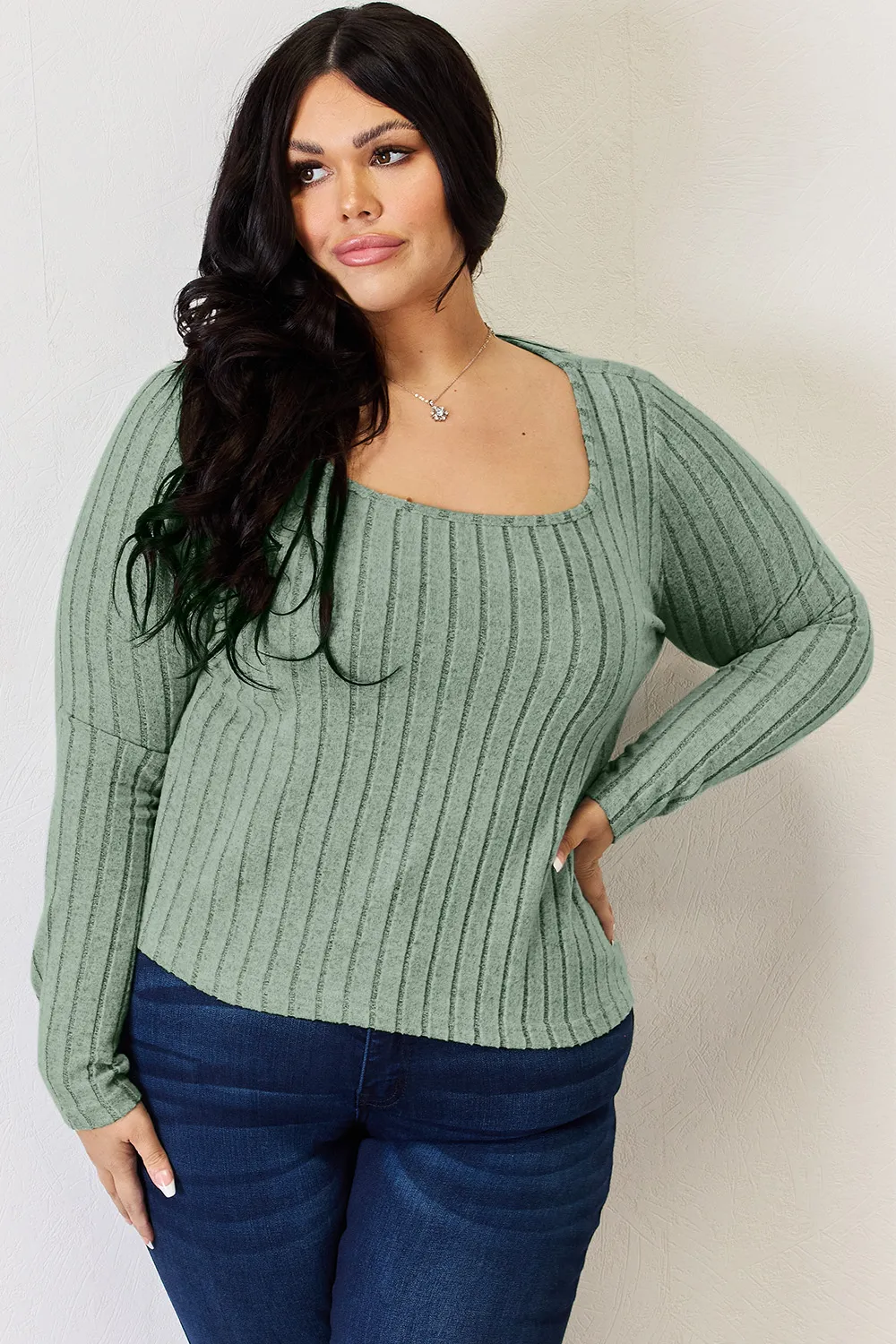 Full Size Ribbed Long Sleeve T-Shirt, image 30
