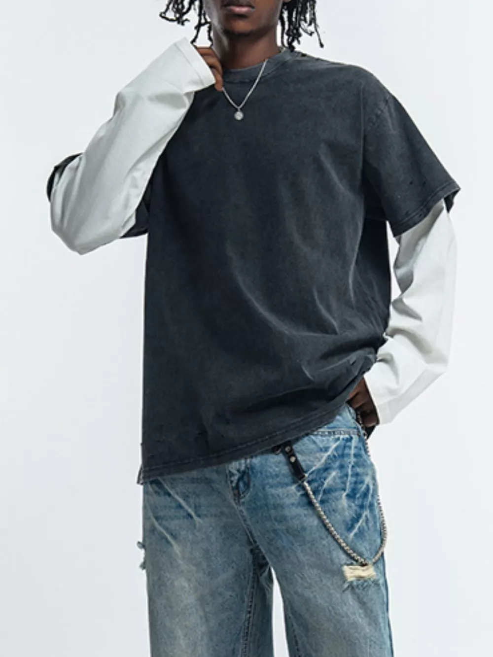 Men's Fake Two-Piece Long Sleeve T-Shirt, image 4