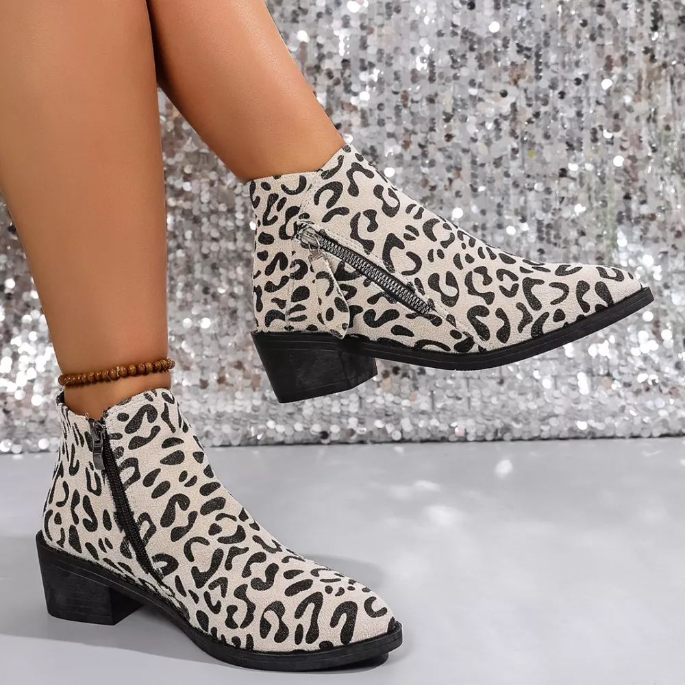 Leopard Block Heel Ankle Boots, image 15