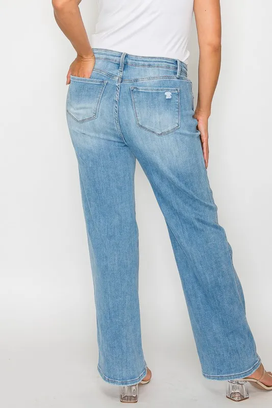Full Size Distressed High Rise Straight Jeans, image 12
