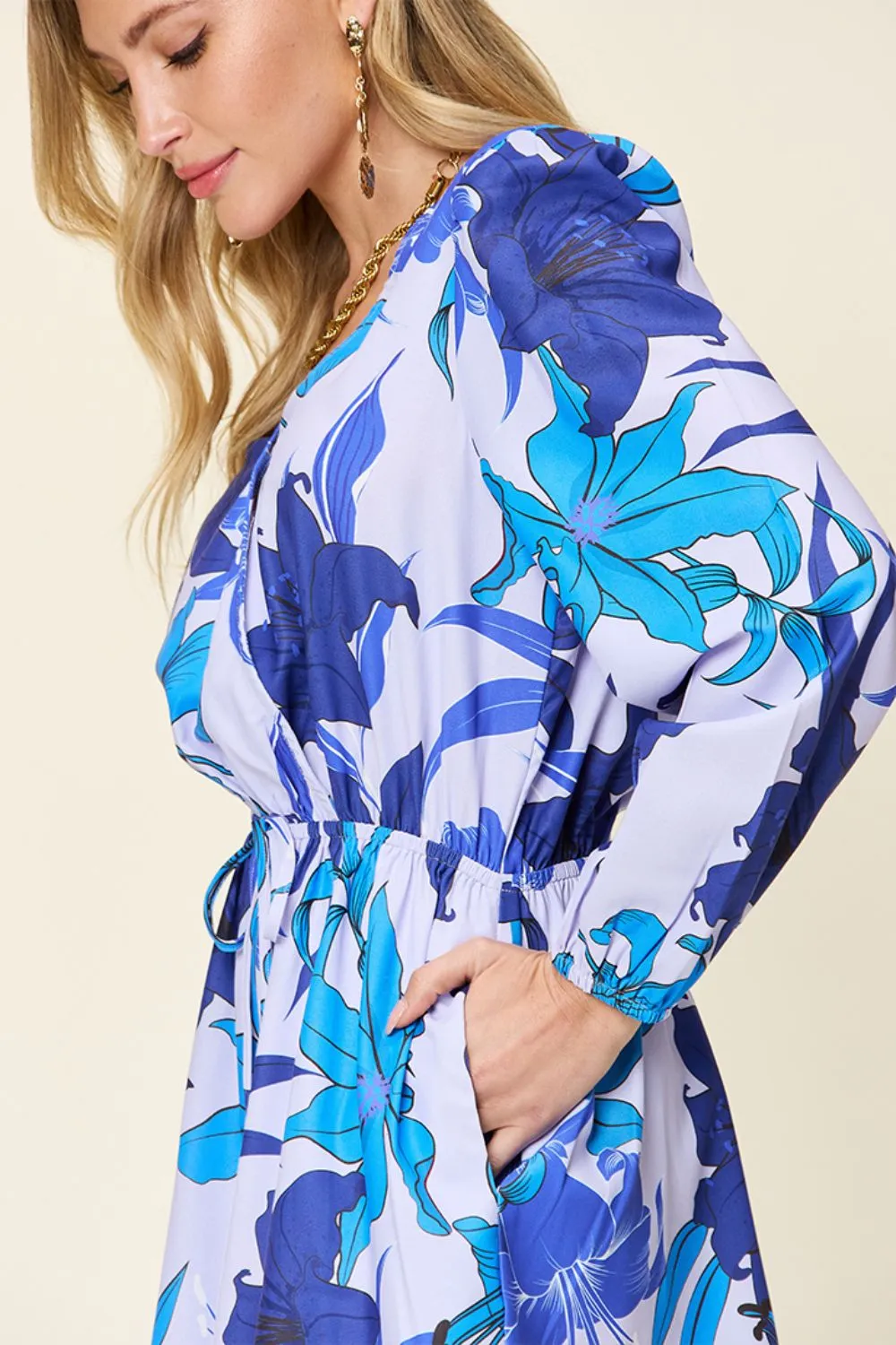 Full Size Floral Long Sleeve Romper with Pockets, image 15