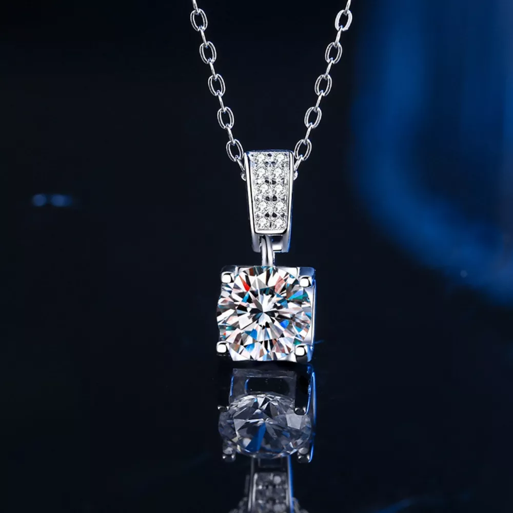1 Carat Moissanite 925 Sterling Silver Necklace
