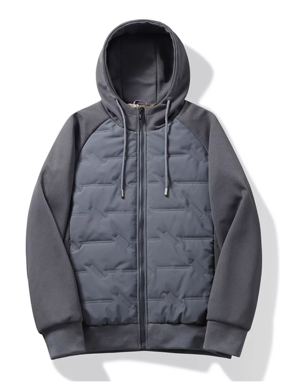 Men's Plus Size Hooded Padded Front Zip-Up Jacket, image 2