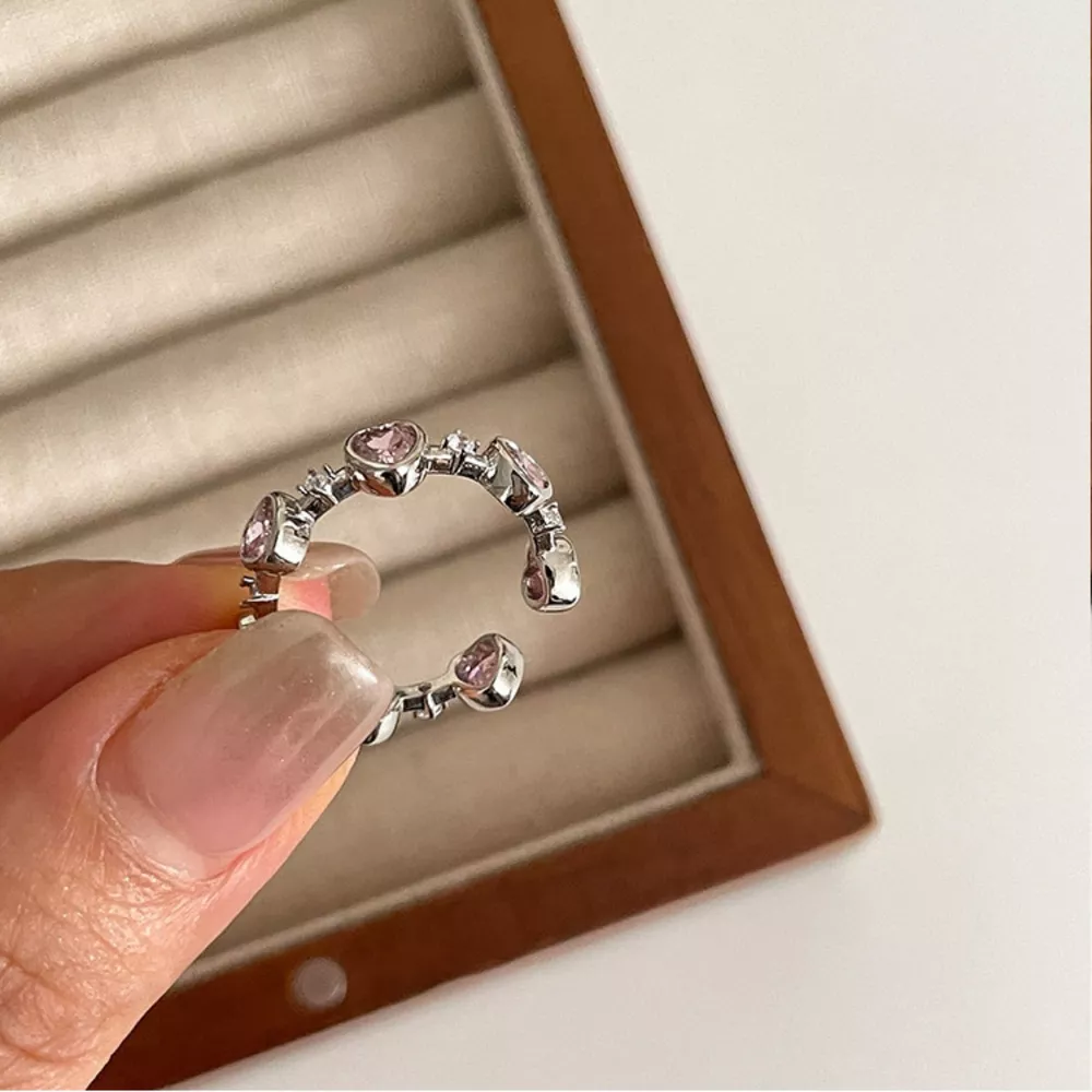 925 Sterling Silver Zircon Heart Ring, image 7