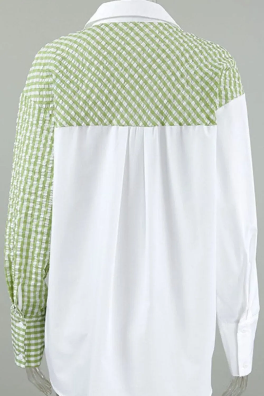 Two-Tone Plaid Button Down Long Sleeve Shirt, image 7