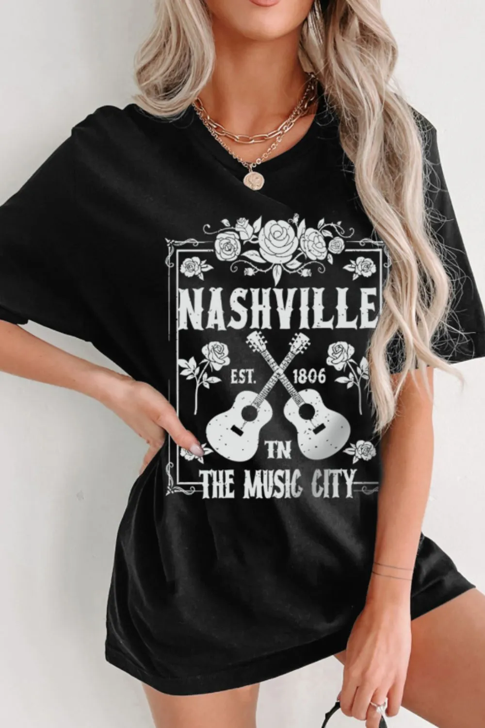Graphic Round Neck Short Sleeve Oversized T-Shirt, image 4