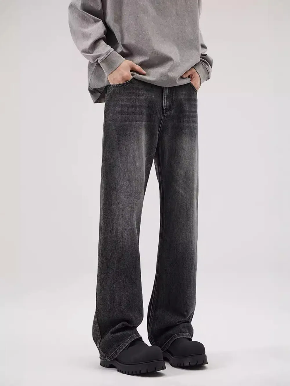 Men's Full Size Washed Straight Leg Jeans Plus Size, image 3
