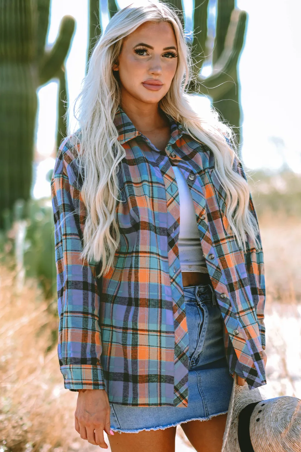 Plaid Collared Neck Long Sleeve Shirt, image 15