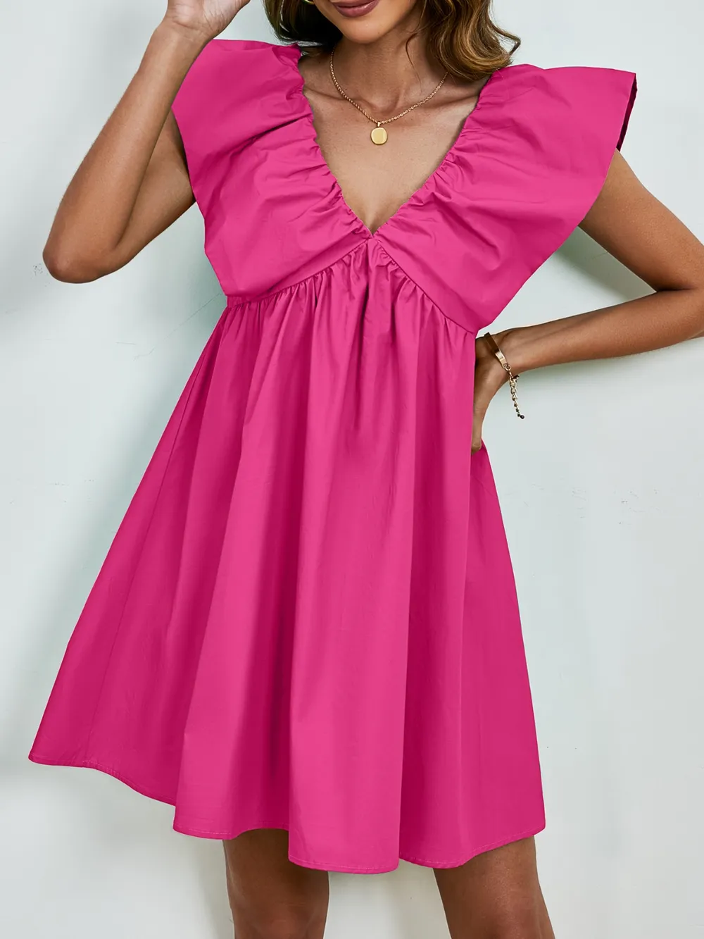 V-Neck Cap Sleeve Mini Dress, image 24