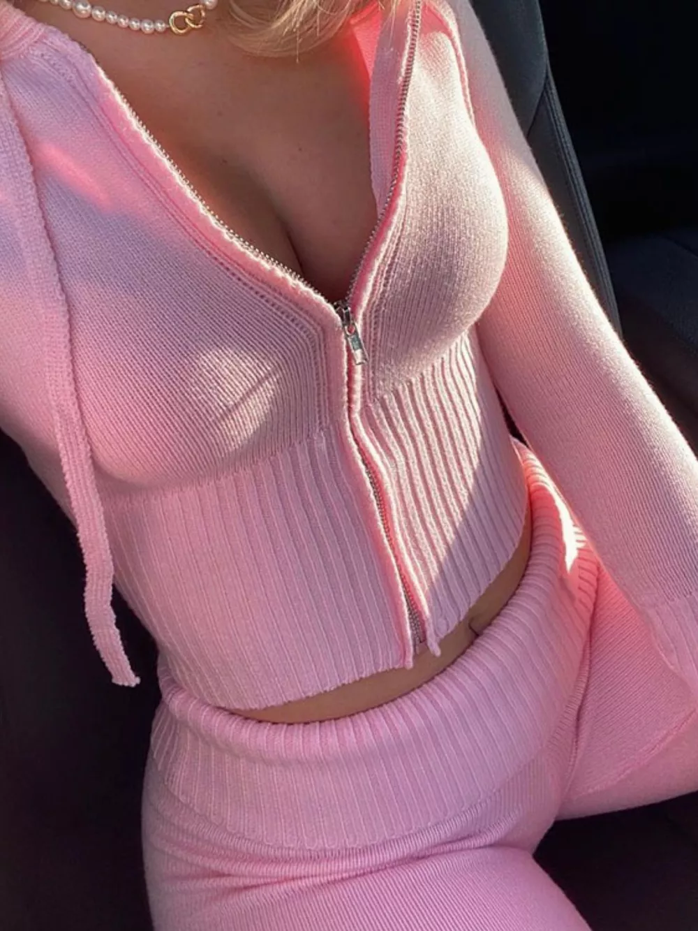 Zip Up Hooded Cardigan and Pants Sweater Set, image 12