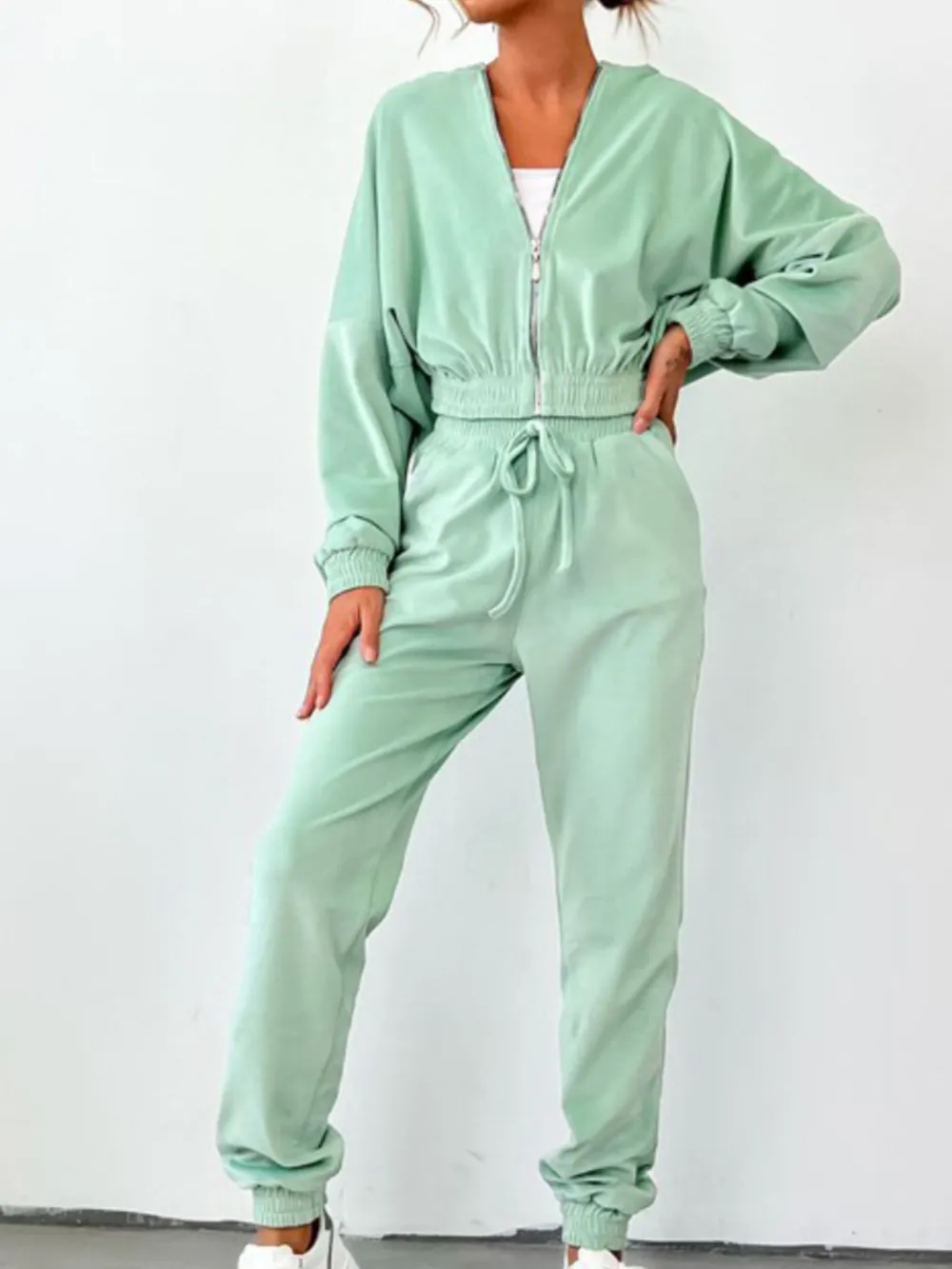 Zip Up Long Sleeve Top and Pants Set, image 5
