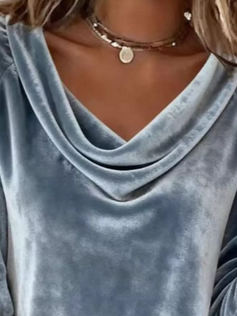 Velvet Cowl Neck Long Sleeve T-Shirt, image 11
