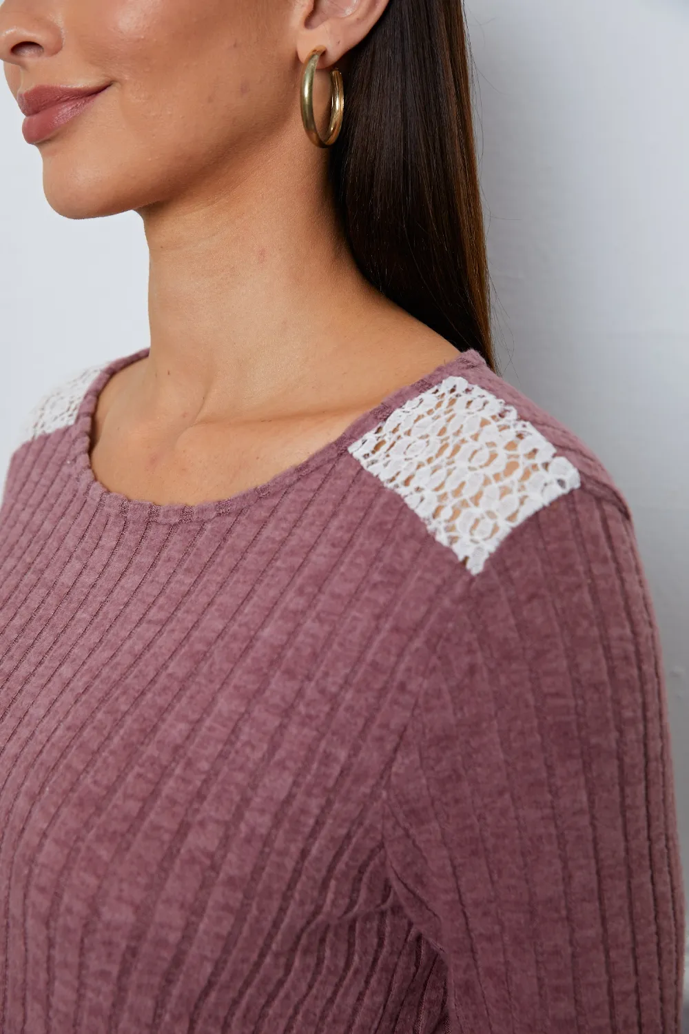 Lace Detail Long Sleeve T-Shirt, image 4
