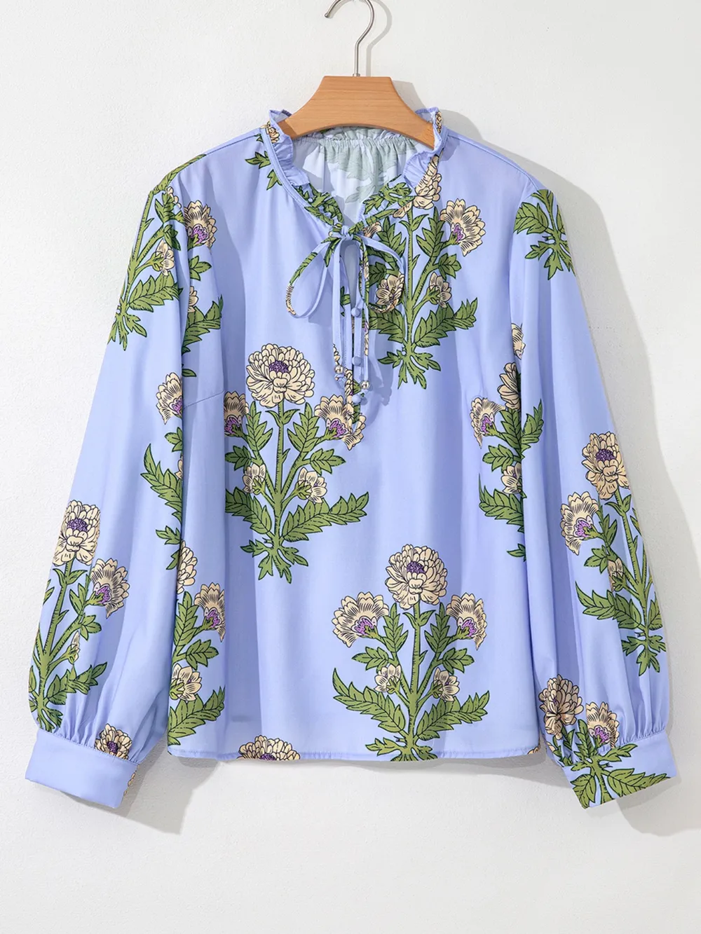 Floral Print Long Sleeve Tie Neck Blouse, image 8