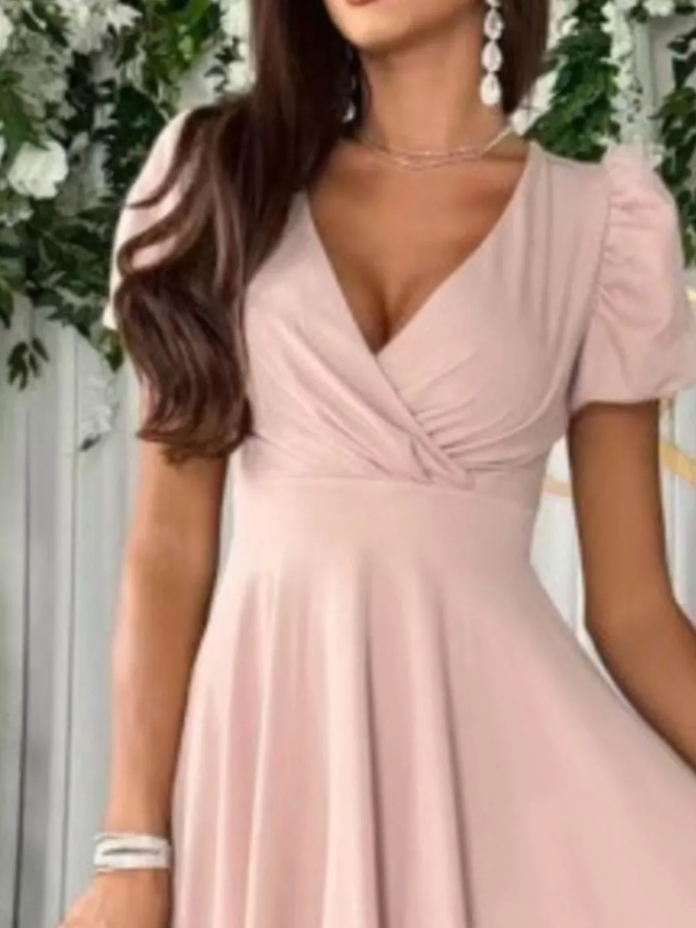 Surplice Short Sleeve Midi Dress, image 5